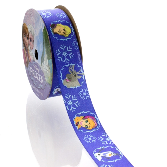 7/8" Blue Frozen Royal Characters Satin Ribbon