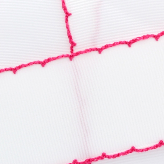 White/Shocking Pink Moonstitch Ribbon