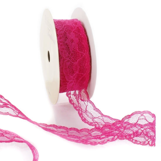 Fuchsia 1" Vintage Scalloped Edge Lace Ribbon Trim