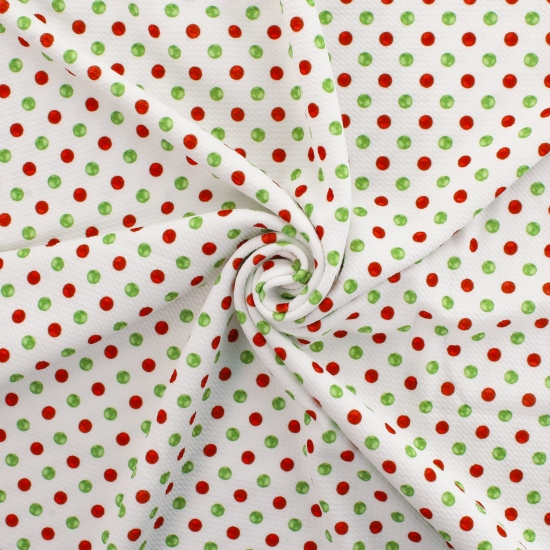 Red and Green Dots Christmas Bullet Fabric