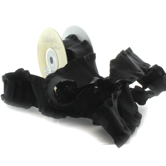 Black Satin Double Ruffle Ribbon