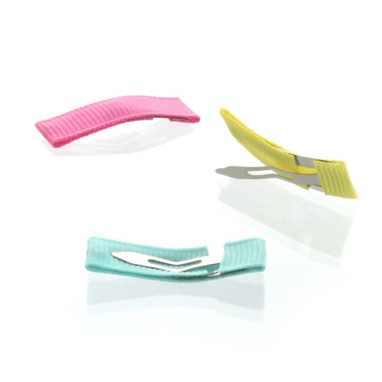 Ribbon-Lined 30mm Snap Metal Hair Clips