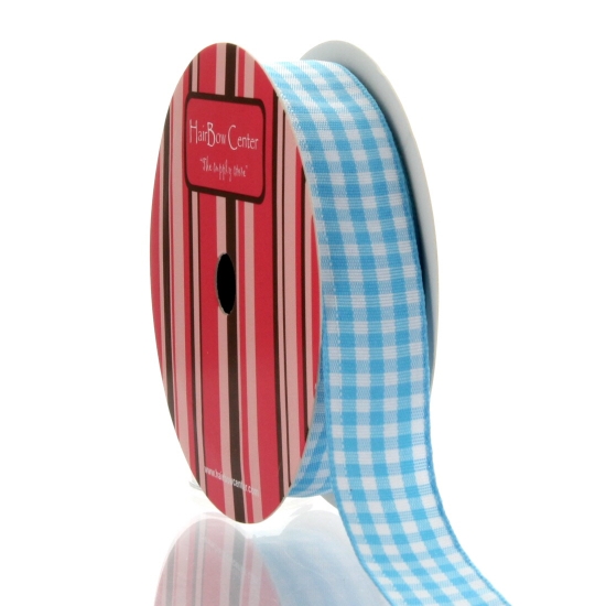 Turquoise Gingham Plaid Ribbon