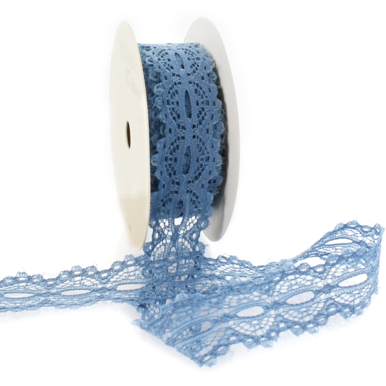 Vintage Blue 7/8" Ribbon Hole French Lace Trim