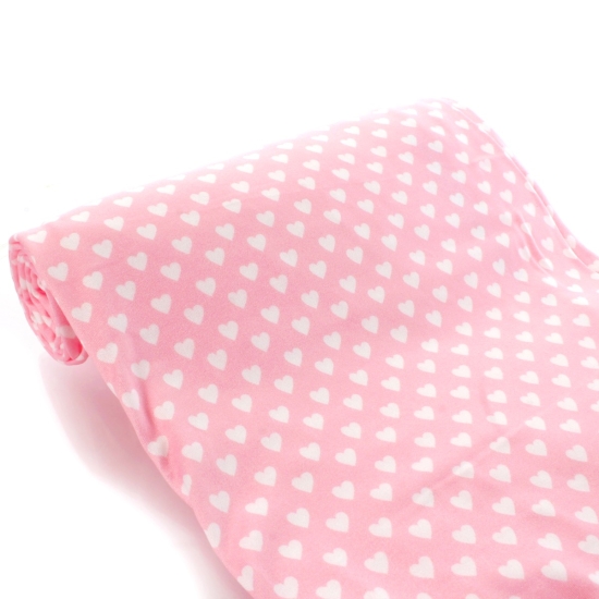 Light Pink White Hearts DBP Fabric