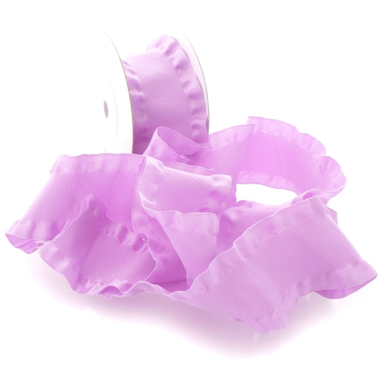 Lavender Satin Double Ruffle Ribbon