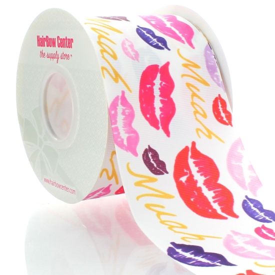 3" Muah Lips Grosgrain Ribbon