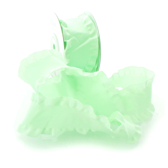 Mint Satin Double Ruffle Ribbon