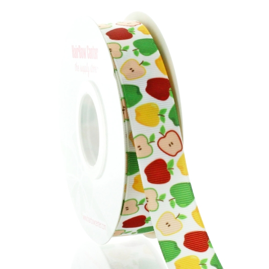 7/8" Fall Apples Grosgrain Ribbon