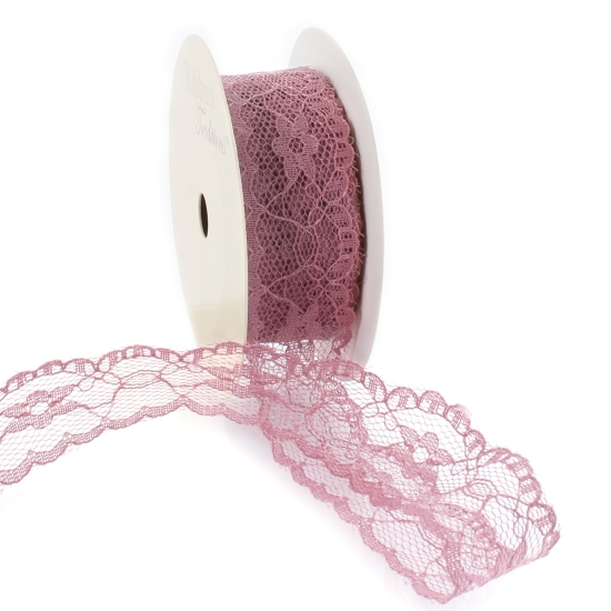 Mauve 1" Vintage Scalloped Edge Lace Ribbon Trim