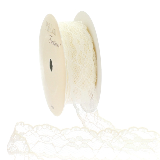 Ivory 1" Vintage Scalloped Edge Lace Ribbon Trim