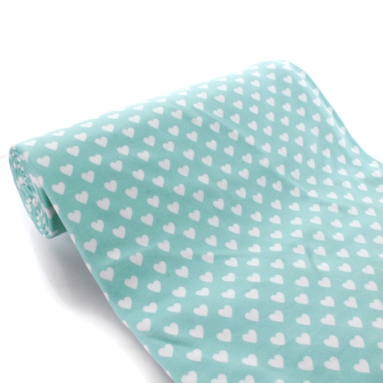 Aqua White Hearts DBP Fabric