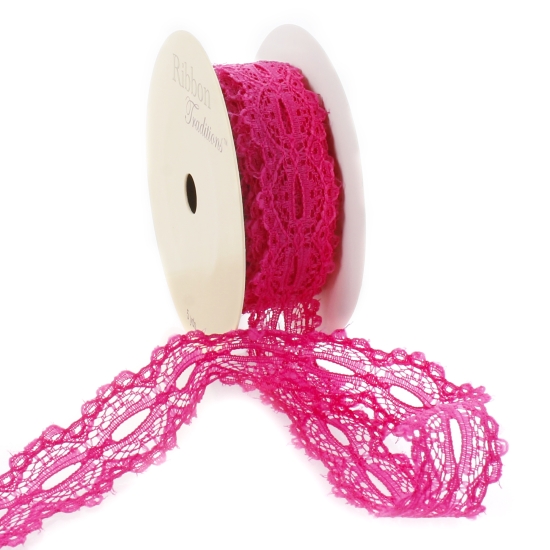 Fuchsia 7/8" Ribbon Hole French Lace Trim