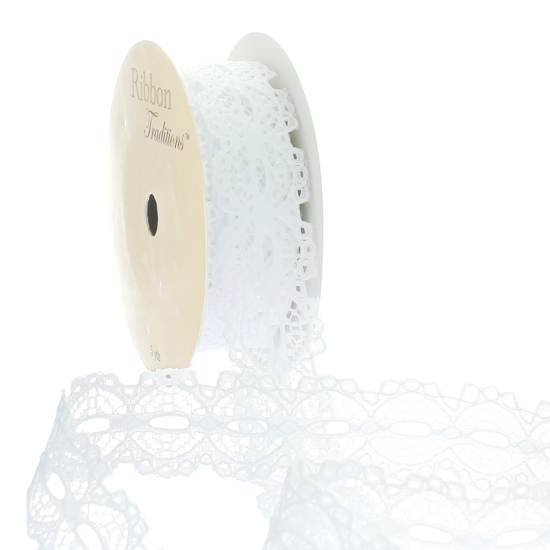 White 7/8" Ribbon Hole French Lace Trim