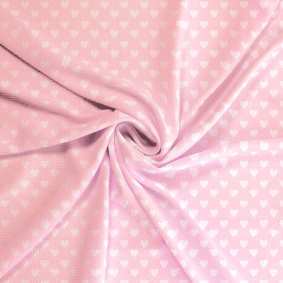 Light Pink White Hearts Bullet Fabric