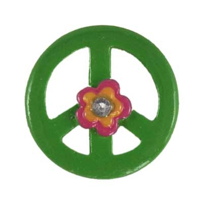 Green Peace Sign Daisy Flatback Craft Embellishment