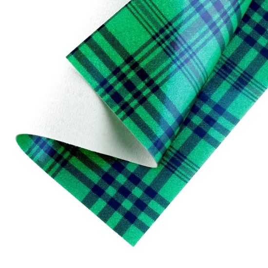 Glitter High Gloss Jelly Felt Sheets Emerald-Black Tartan Plaid