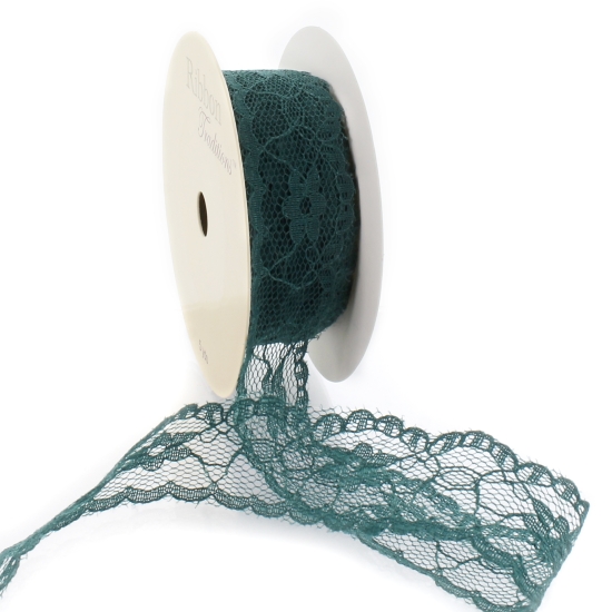 Hunter Green 1" Vintage Scalloped Edge Lace Ribbon Trim