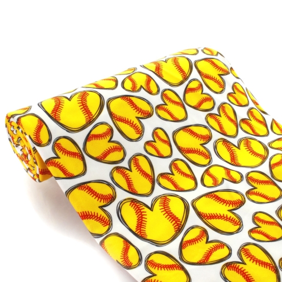 Yellow Softball Hearts DBP Fabric