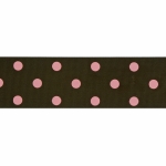 1.5" Brown/Pink Dot Grosgrain Ribbon