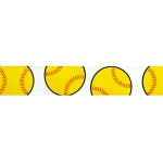 7/8" Yellow Softball Grosgrain Ribbon