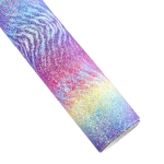 Zebra Glitter Fabric Sheet - Bright Rainbow Ombre