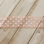 1 1/2" Wired Sheer w/ White Flocked Polka Dots Bubblegum Pink