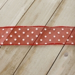 1 1/2" Wired Sheer w/ White Flocked Polka Dots Red