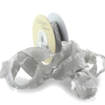 Grey Satin Double Ruffle Ribbon