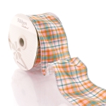 2 1/2" Wired Ribbon Fall Plaid Blush Pink/Mint/Gold