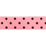 7/8" Pink/Brown Dot Grosgrain Ribbon