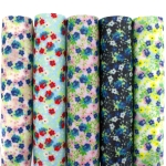 Small Floral Fine Glitter Canvas Sheet Country Blue-Red