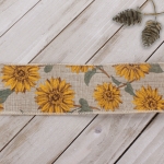 2 1/2" Wired Ribbon Sunflowers on Burlap