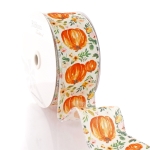 2 1/2" Wired Ribbon Fall Boho Floral Pumpkins