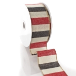 2 1/2" Wired Ribbon Wide Stripe Red/Navy/Off-White