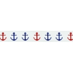 3/8" Red Blue Nautical Anchors Grosgrain Ribbon