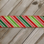 2 1/2" Wired Ribbon Christmas Red/Green/White Diagonal Stripes