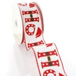 2 1/2" Wired Ribbon Ho Ho Santa