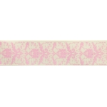7/8" Ivory Pink Damask Grosgrain Ribbon