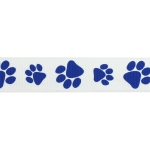 7/8" Royal Blue Paw Grosgrain Ribbon