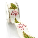 2 1/2" Wired Ribbon Vintage Merry Christmas Plaid Tree