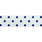 7/8" White/Royal Blue Dot Grosgrain Ribbon