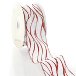 2 1/2" Wired Ribbon Red Glitter Wave