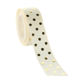 7/8" Ivory/Gold Foil Dots Grosgrain Ribbon