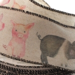 2 1/2" Wired Ribbon Little Piggies Burlap