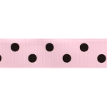 7/8" Pearl Pink/Large Brown Dot Grosgrain Ribbon