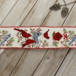 2 1/2" Wired Ribbon Cardinal/Bluebird on Cream