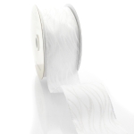 2 1/2" Wired Ribbon White Glitter Wave