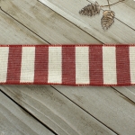 2 1/2" Wired Ribbon Wide Stripe Red/Off-White