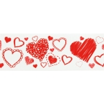 3" Red Construction Hearts Grosgrain Ribbon